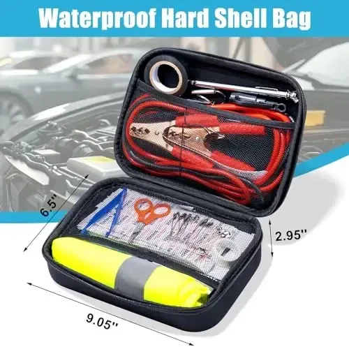 AUTODECO Car Roadside Emergency Kit, Car Safety Kit for Men Portable Car Kits for Emergency, Pink - 3