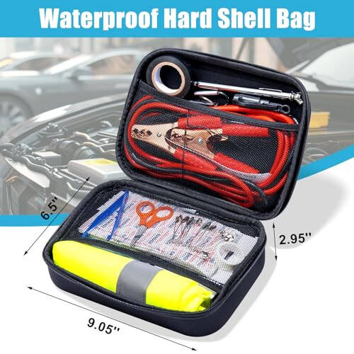 AUTODECO Car Roadside Emergency Kit, Portable Car Safety Kit Car Kits for Emergency, Black - 3