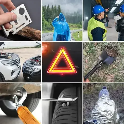 AUTODECO Yo'l chetidagi avtomobil uchun favqulodda yordam to'plami - 136 dona premium og'ir avtomobil xavfsizligi to'plami avtomobil uchun favqulodda yordam to'plamlari - 5