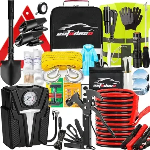 AUTODECO Roadside Car Emergency Kit - 136Pcs Premium Heavy Duty Car Safety Kit Emergency Kits for car - 6