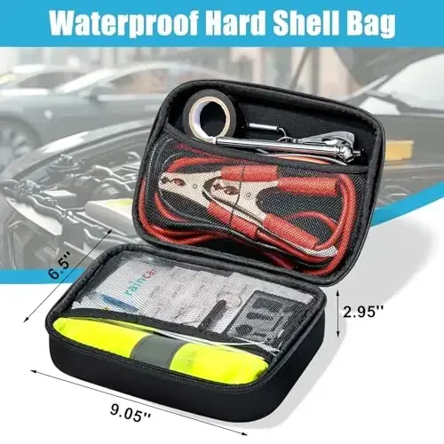 AUTODECO Roadside Emergency Kit Car Safety Kit with Jumper Cables Car Kits for Emergency, Black - 3