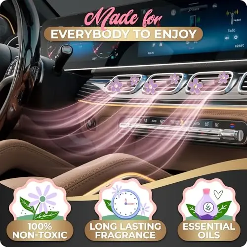 Automotive Colorful Car Decoration - Air Vent & AC Outlet Clips - Air Freshener & Interior Car Decor for Girls & Women (Purple, Lavender, Eucalyptus, Jasmin) - 4