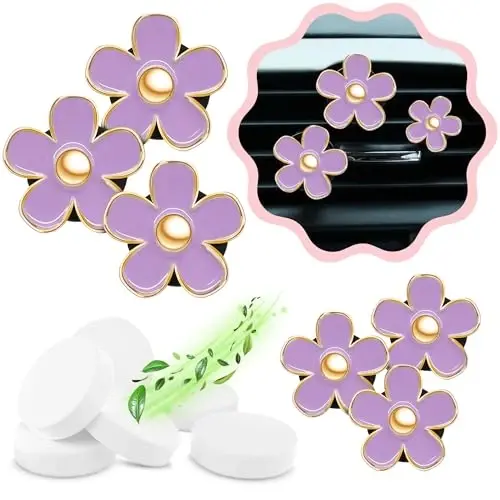 Automotive Colorful Car Decoration - Air Vent & AC Outlet Clips - Air Freshener & Interior Car Decor for Girls & Women (Purple, Lavender, Eucalyptus, Jasmin) 