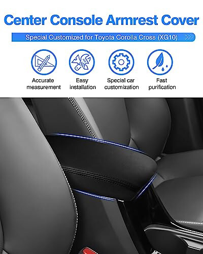 Autorder Center Console Cover for 2022 2023 2024 Toyota Corolla Cross Accessories Armrest Cover Anti-Scratch Middle Console Pad Leather Armrest Protector - 2