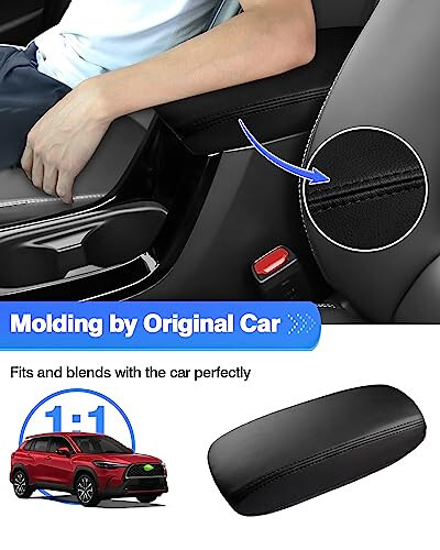 Autorder Center Console Cover for 2022 2023 2024 Toyota Corolla Cross Accessories Armrest Cover Anti-Scratch Middle Console Pad Leather Armrest Protector - 3