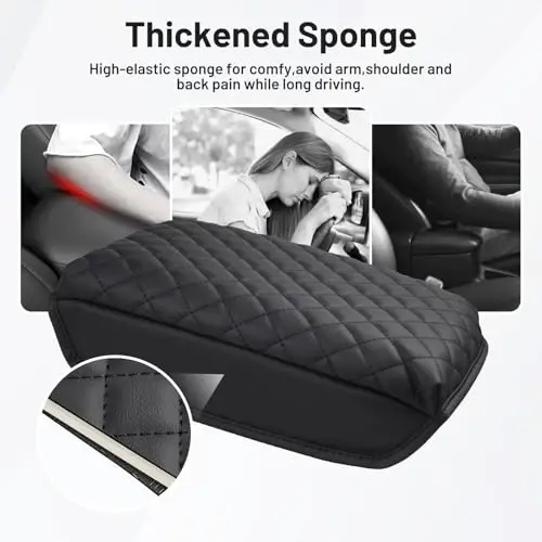 Autorder Center Console Cover for 2024 2025 2026 Toyota Tacoma Accessories Armrest Cover Anti-Scratch Middle Console Pad Leather Armrest Cushion Protector Black - 3