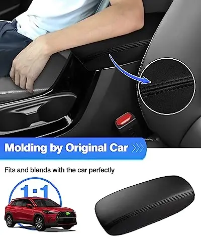 Autorder Center Console Cover for Toyota Corolla Cross 2022-2025 2026 Accessories Armrest Cover Anti-Scratch Middle Console Pad Leather Armrest Protector - 3