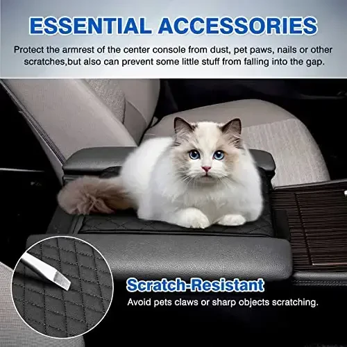 Autorder Center Console Cover for Toyota Sienna 2021-2025 2026 Accessories Memory Foam Armrest Cushion with Anti-Scratch Leather Protector Covers Black - 6