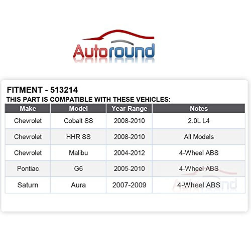 Autoround 513214 Oldingi G'ildirak Markazi va Podshipnik Yig'ilmasi Chevrolet Malibu 04-12, Cobalt/HHR 08-10, Pontiac G6 05-10, Saturn Aura 07-09, 5-Bolta ABS bilan - 11