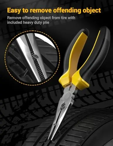 AUTOWN Flat Tire Repair Kit with Air Compressor 54 Pieces for Car, Motorcycle, ATV, Jeep, Truck, Tractor Flat Tire Repair (54PCS) - 6