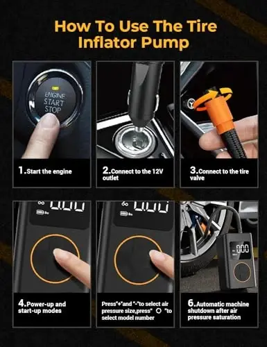 AUTOWN Flat Tire Repair Kit with Air Compressor 54 Pieces for Car, Motorcycle, ATV, Jeep, Truck, Tractor Flat Tire Repair (54PCS) - 4