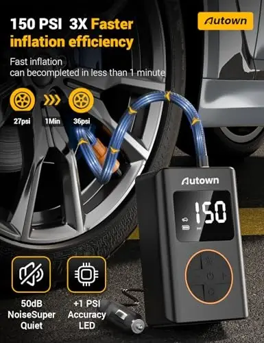 AUTOWN Flat Tire Repair Kit with Air Compressor 54 Pieces for Car, Motorcycle, ATV, Jeep, Truck, Tractor Flat Tire Repair (54PCS) - 5