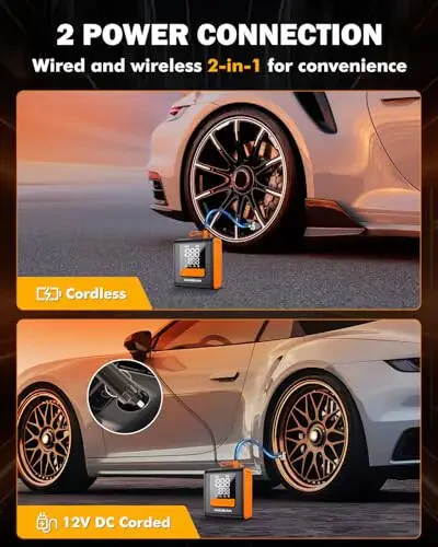 AUXBEAM H4 Portable Air Compressor, 150PSI 4000mAh Car Tire Inflator Pump, 12V 4 Preset Inflation Modes, Cordless Smart Air Pump With LCD Screen for Car, Motorcycle, Bike, Ball - 5