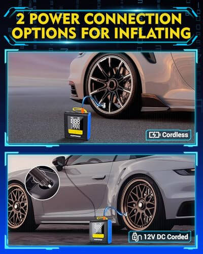 Auxpower H4 Tire Inflator Portable Air Compressor, 150PSI Fast Inflation Air Pump with Pressure Gauge, Auto-Shutoff and LED Light, 12V Cordless Tire Inflator for Car, Motorcycle, Bicycle, Balls - 5
