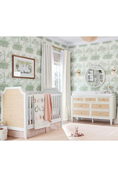 Ava Regency Canopy Crib and Cradle, Stylish Hollywood Style and Convertible Design - 6