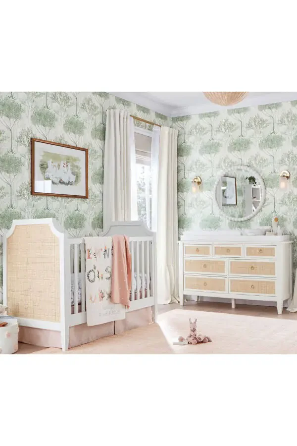 Ava Regency Canopy Crib and Cradle, Stylish Hollywood Style and Convertible Design - 6