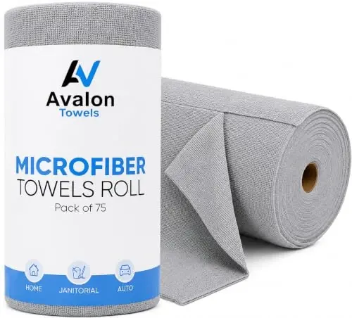 Avalon Towels Microfiber Cleaning Cloth Roll (Value Pack of 75) - Size 12x12 Inches, Tear Away Microfiber Towel Rolls, Highly Absorbent, Reusable, Lint and Streak Free Cleaning Rags for Home - 1