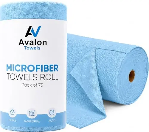 Avalon Towels Microfiber Cleaning Cloth Roll (Value Pack of 75) - Size 12x12 Inches, Tear Away Microfiber Towel Rolls, Highly Absorbent, Reusable, Lint and Streak Free Cleaning Rags for Home - 1