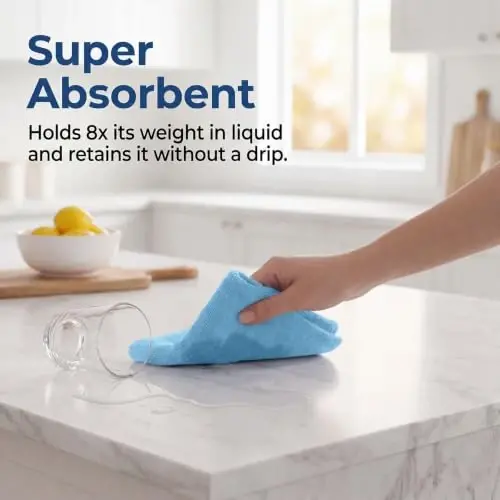 Avalon Towels Microfiber Cleaning Cloth Roll (Value Pack of 75) - Size 12x12 Inches, Tear Away Microfiber Towel Rolls, Highly Absorbent, Reusable, Lint and Streak Free Cleaning Rags for Home - 4