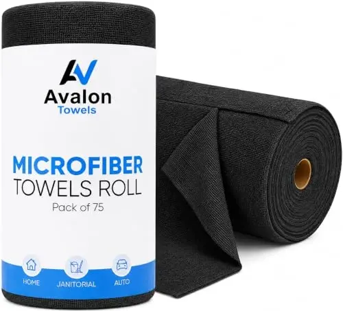 Avalon Towels Microfiber Cleaning Cloth Roll (Value Pack of 75) - Size 12x12 Inches, Tear Away Microfiber Towel Rolls, Highly Absorbent, Reusable, Lint and Streak Free Cleaning Rags for Home - 1