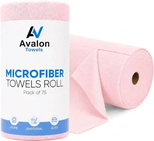 Avalon Towels Microfiber Cleaning Cloth Roll (Value Pack of 75) - Size 12x12 Inches, Tear Away Microfiber Towel Rolls, Highly Absorbent, Reusable, Lint and Streak Free Cleaning Rags for Home - 1