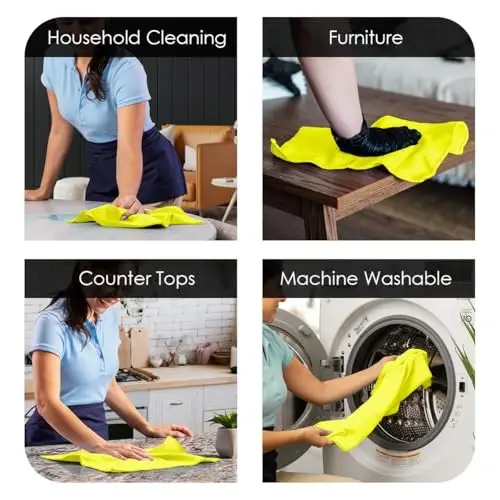 Avalon Towels Microfiber Cleaning Cloths (Value Pack of 12) - Size 12 x 12 Inches, Highly Absorbent Cleaning Rags, Lint Free, Reusable and Washable, Microfiber Towels for Cars - 4