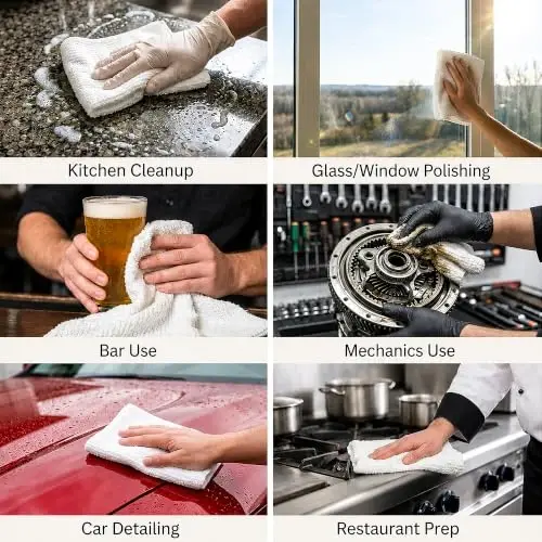 Avalon Towels Ribbed Bar Mop Towels, White Bar Towels, 16x19, Pack of 24 | Absorbent Terry Cloth Rags, Multipurpose Bar Towels for Bartenders, Kitchen Rags, Machine Washable, Commercial-Grade - 6