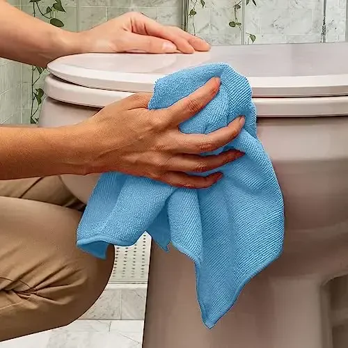 Avalon Towels Салфетки из микрофибры для уборки (В комплекте 48 шт.) Размер 40 x 40 см, Высоко впитывающие тряпки для уборки, Безворсовые салфетки для уборки, Многоразовые и моющиеся, Салфетки из микрофибры для автомобилей (Синие) - 6