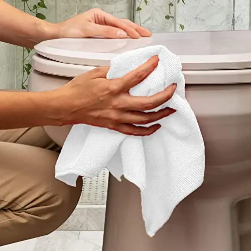 Avalon Towels Салфетки из микрофибры для уборки (выгодная упаковка из 36 штук) Размер 40 x 40 см, Высокоабсорбирующие тряпки для уборки, Безворсовые салфетки для уборки, Многоразовые и моющиеся, Салфетки из микрофибры для автомобилей (белые) - 6