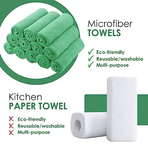 Avalon Towels Салфетки из микрофибры (выгодная упаковка из 48 шт.), абсорбирующие салфетки для бара, тряпки для уборки дома, безворсовые салфетки, многоразовые и моющиеся, (зеленые) - Avalon Towels (1)