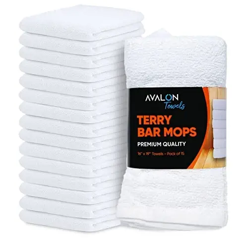 Avalon Towels Terry Bar Mop Towels (Value Pack of 15) Size 16