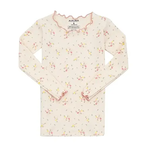 AVAUMA Baby Boy Girl Pajama Set 6M-7T Kids Cute Toddler Snug fit Flower Pattern Design Pjs Cotton Sleepwear Ruffled Shirring - MODAZONE (1)