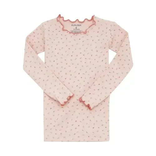 AVAUMA Baby Boy Girl Pajama Set 6M-7T Kids Cute Toddler Snug fit Flower Pattern Design Pjs Cotton Sleepwear Ruffled Shirring - 2