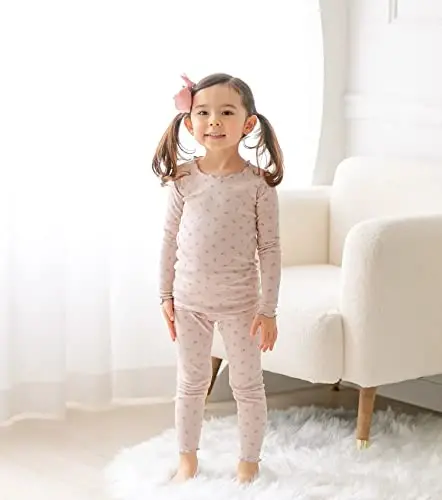 AVAUMA Baby Boy Girl Pajama Set 6M-7T Kids Cute Toddler Snug fit Flower Pattern Design Pjs Cotton Sleepwear Ruffled Shirring - 4