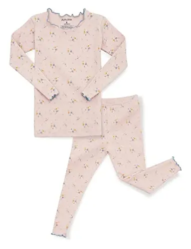 AVAUMA Baby Boy Girl Pajama Set 6M-7T Kids Cute Toddler Snug fit Flower Pattern Design Pjs Cotton Sleepwear Ruffled Shirring - 1