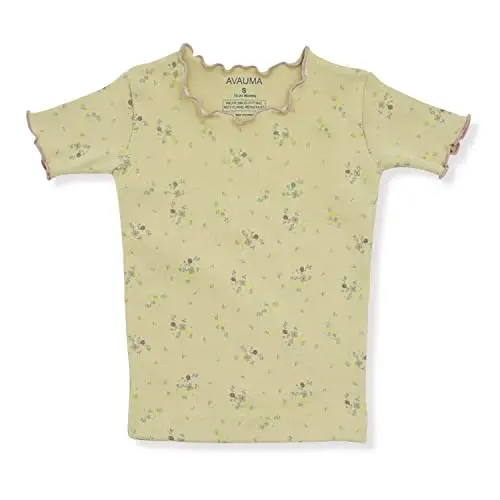 AVAUMA Baby Boy Girl Pajama Set 6M-7T Kids Cute Toddler Snug fit Flower Pattern Design Pjs Cotton Sleepwear Ruffled Shirring - 2