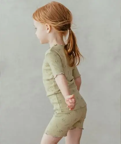 AVAUMA Baby Boy Girl Pajama Set 6M-7T Kids Cute Toddler Snug fit Flower Pattern Design Pjs Cotton Sleepwear Ruffled Shirring - 5