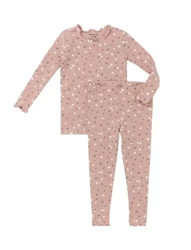 AVAUMA Baby Boy Girl Pajama Set 6M-7T Kids Cute Toddler Snug fit Flower Pattern Design Pjs Cotton Sleepwear Ruffled Shirring - 1