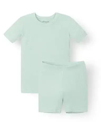AVAUMA Baby Boys Girls Short Pajama Set Kids Toddler Snug fit Ribbed Sleepwear pjs for Daily Life Style (10 Years/Mint) 