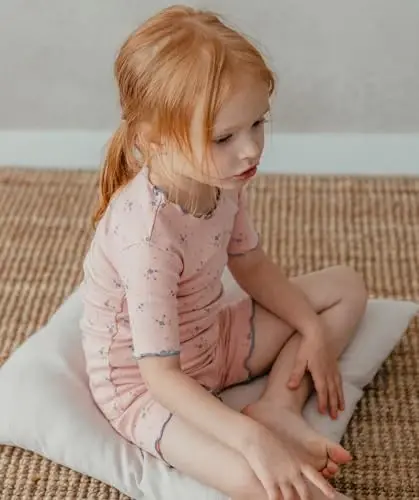 AVAUMA Bebek Erkek Kız Pijama Takımı 6 Ay-7 Yaş Çocuk Sevimli Küçük Çocuk Dar Kesim Çiçek Desenli Pijama Pamuklu Uyku Giysisi Fırfırlı Büzgülü - 9