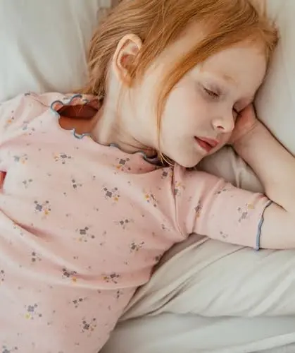 AVAUMA Bebek Erkek Kız Pijama Takımı 6 Ay-7 Yaş Çocuk Sevimli Küçük Çocuk Dar Kesim Çiçek Desenli Pijama Pamuklu Uyku Giysisi Fırfırlı Büzgülü - 5