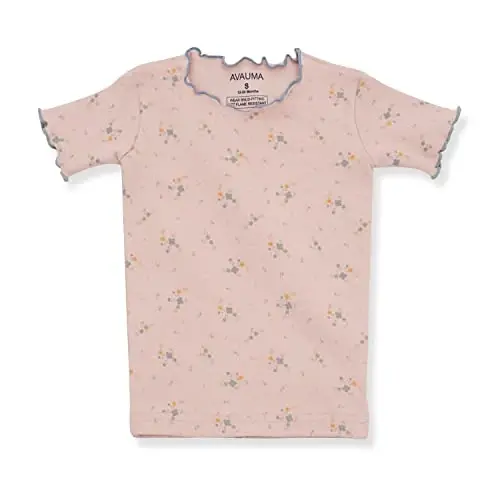 AVAUMA Baby Boy Girl Pajama Set 6M-7T Kids Cute Toddler Snug fit Flower Pattern Design Pjs Cotton Sleepwear Ruffled Shirring - 2