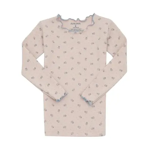 AVAUMA Baby Boy Girl Pajama Set 6M-7T Kids Cute Toddler Snug fit Flower Pattern Design Pjs Cotton Sleepwear Ruffled Shirring - 2