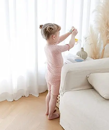 AVAUMA Bebek Erkek Kız Pijama Takımı 6 Ay-7 Yaş Çocuk Sevimli Küçük Çocuk Vücuda Oturan Çiçek Desenli Pijama Pamuklu Uyku Giyim Fırfırlı Büzgülü - 4