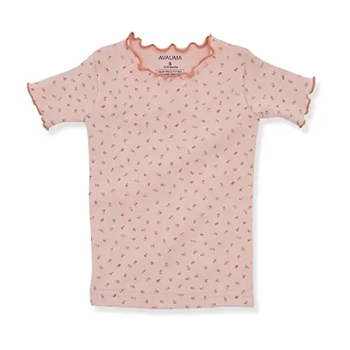 AVAUMA Baby Boy Girl Pajama Set 6M-7T Kids Cute Toddler Snug fit Flower Pattern Design Pjs Cotton Sleepwear Ruffled Shirring - 2