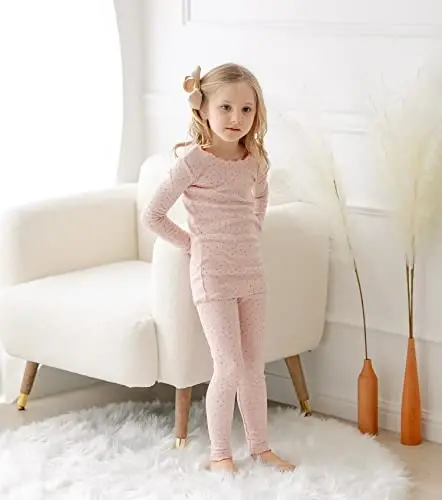 AVAUMA Bebek Erkek Kız Pijama Takımı 6 Ay-7 Yaş Çocuk Sevimli Küçük Çocuk Vücuda Oturan Çiçek Desenli Pijama Pamuklu Uyku Giysisi Fırfırlı Büzgülü - 9