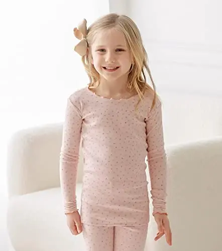 AVAUMA Bebek Erkek Kız Pijama Takımı 6 Ay-7 Yaş Çocuk Sevimli Küçük Çocuk Vücuda Oturan Çiçek Desenli Pijama Pamuklu Uyku Giysisi Fırfırlı Büzgülü - 10