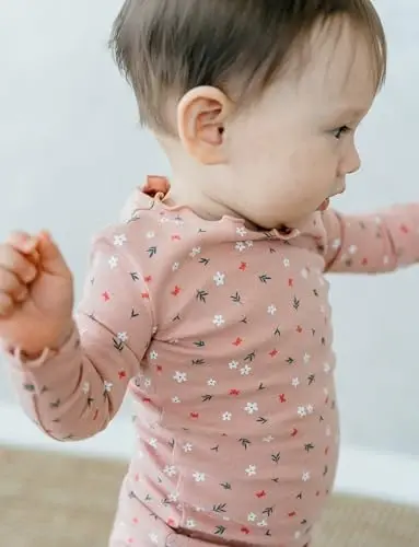 AVAUMA Baby Boy Girl Pajama Set 6M-7T Kids Cute Toddler Snug fit Flower Pattern Design Pjs Cotton Sleepwear Ruffled Shirring - 4