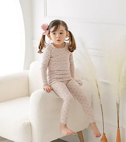AVAUMA Baby Boy Girl Pajama Set 6M-7T Kids Cute Toddler Snug fit Flower Pattern Design Pjs Cotton Sleepwear Ruffled Shirring - 3