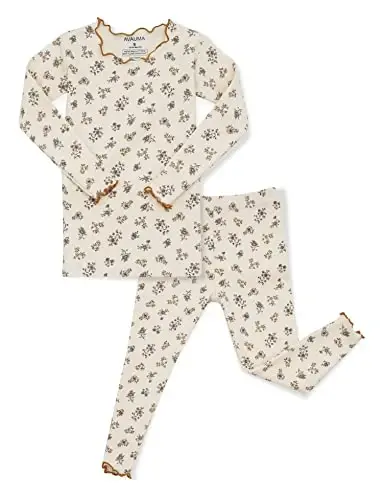 AVAUMA Baby Boy Girl Pajama Set 6M-7T Kids Cute Toddler Snug fit Flower Pattern Design Pjs Cotton Sleepwear Ruffled Shirring - 1